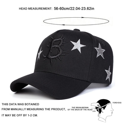 Unisex B Stars Embroidery Baseball Caps Spring Autumn Outdoor Adjustable Casual Hats Sunscreen Hat Sports Cap