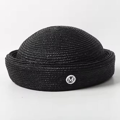 Ins Blogger Natural Straw Pillbox Hat Flat Berets Women