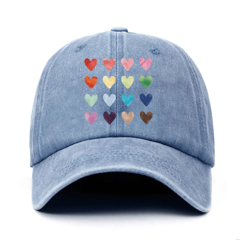 Colorful Heart-Shaped Pinted Baseball Cap for All Seasons