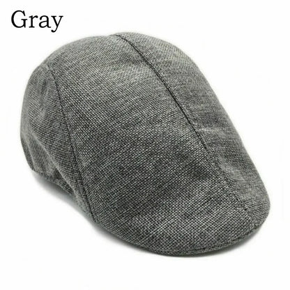 Men Berets Cap British Style 2024 New Autumn Summer Linen Hats