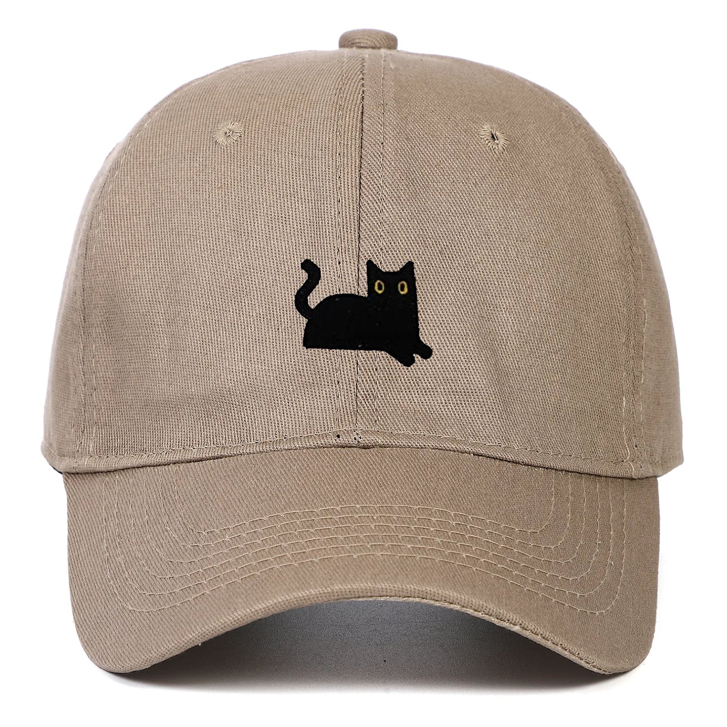 Cute Cat Embroidery Soft Top Baseball Cap Men and Women Summer