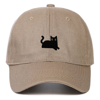 Cute Cat Embroidery Soft Top Baseball Cap Men and Women Summer