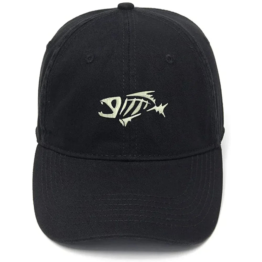 Lyprerazy Men's Baseball Cap Skeloton Fish Embroidery Hat