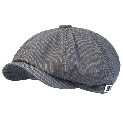 Stripe Newsboy Cap Peaky Casual Octagonal Hat