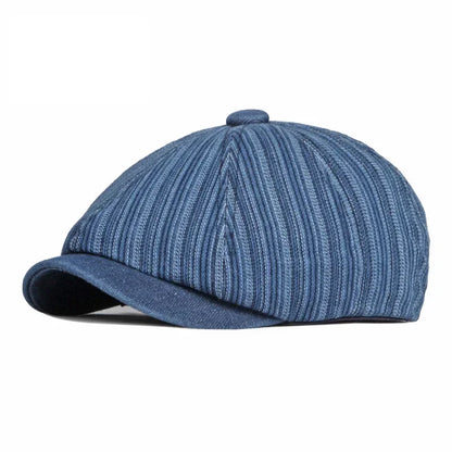 Striped Washed Denim Hats For Men Boinas Newsboy Caps