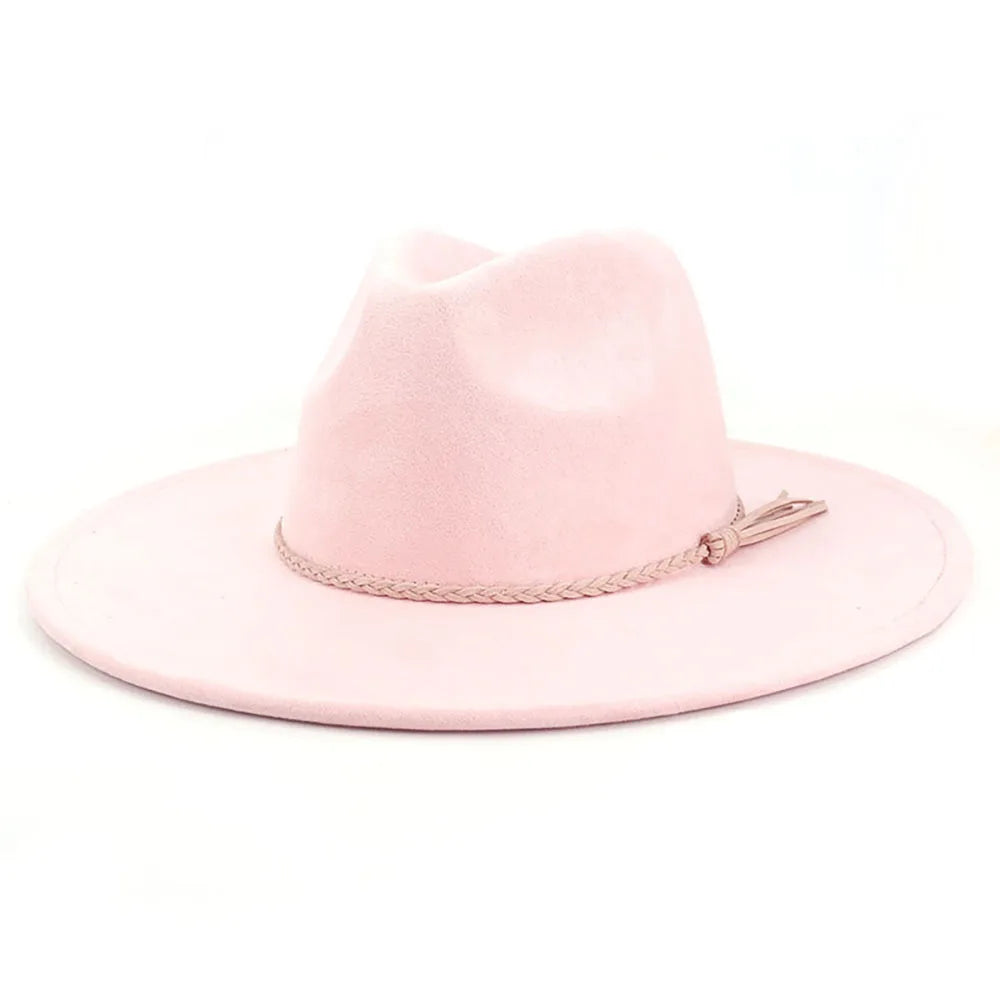 Malachite Green Suede Hat Wide Brim Fedora Hat Men Women Autumn Winter