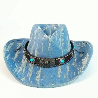 Vintage Tassel Denim Cowboy Hat For Men Women