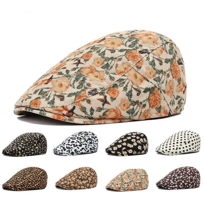 Vintage Retro Floral Beret Hat Adjustable Fishing Casual Artist Painter Hat