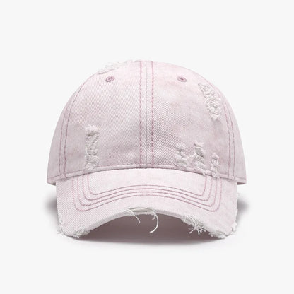 Women Men Baseball Cap Denim Cotton Faded Distressed Ripped Caps