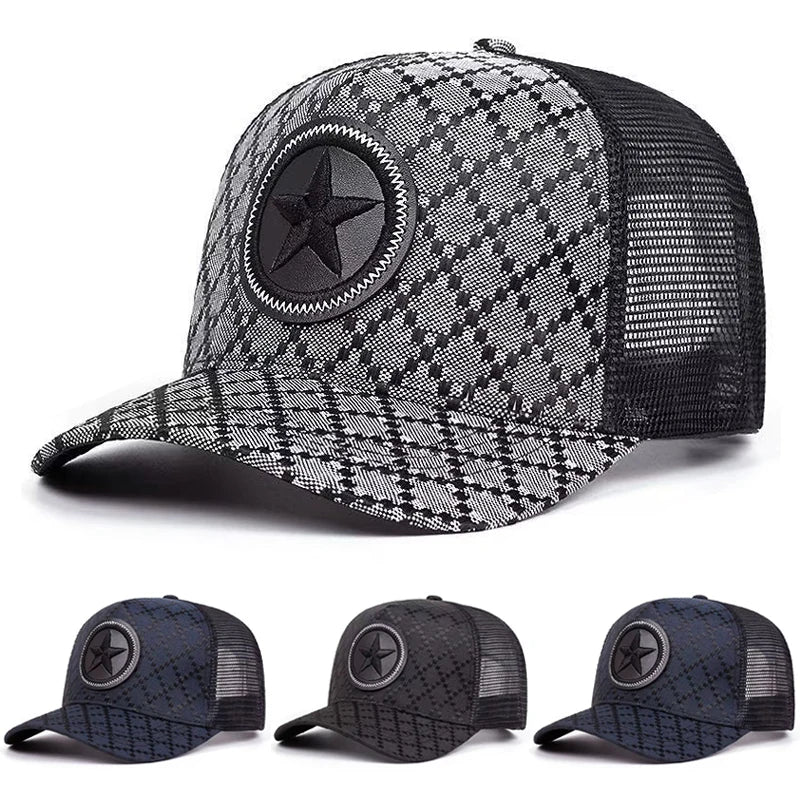 Creative Simple Mesh Hat Five pointed Star Grid Street Pop Hip Hop Hat