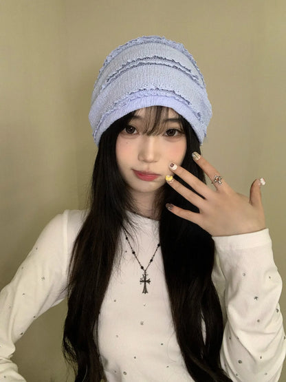 Women's Retro Checked Distressed Beanie Soft, Durable, Breathable