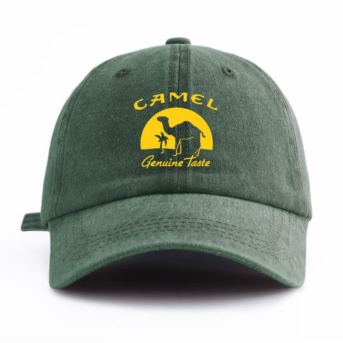 Camel Print Washed Baseball Cap for Adults, Minimalist Retro Style Casual Soft Adjustable