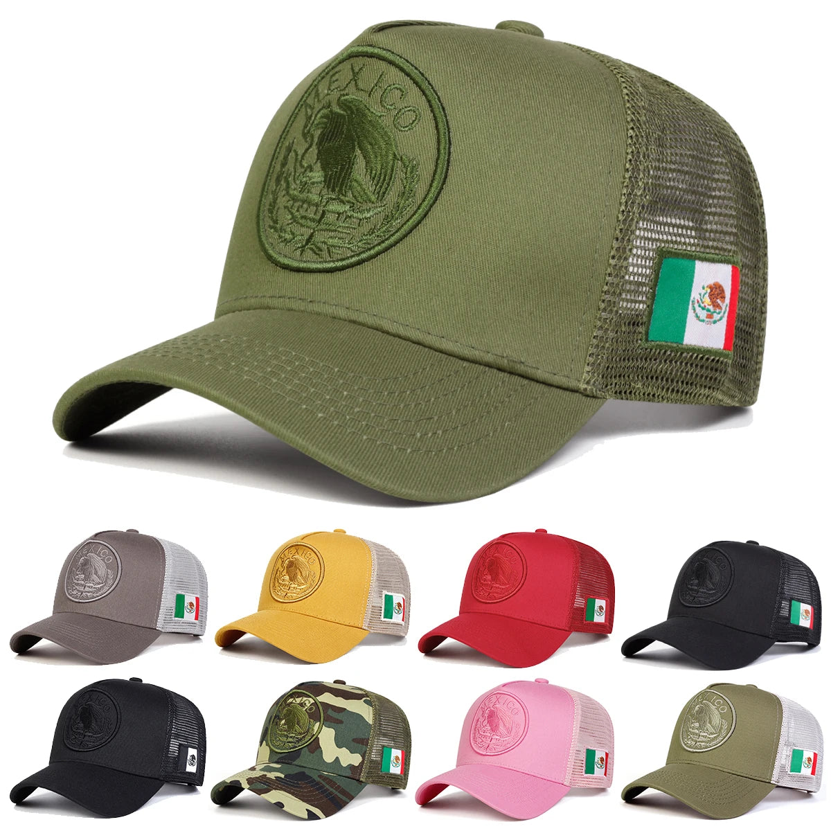 Unisex Mexican Flag Embroidery Baseball Caps Spring and Summer
