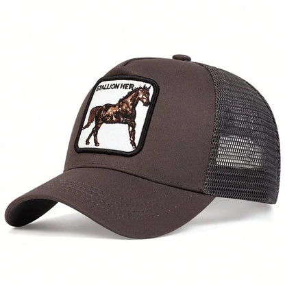 Unisex Stallion Her Letter Embroidery Baseball Net Caps Outdoor Spring and Summer