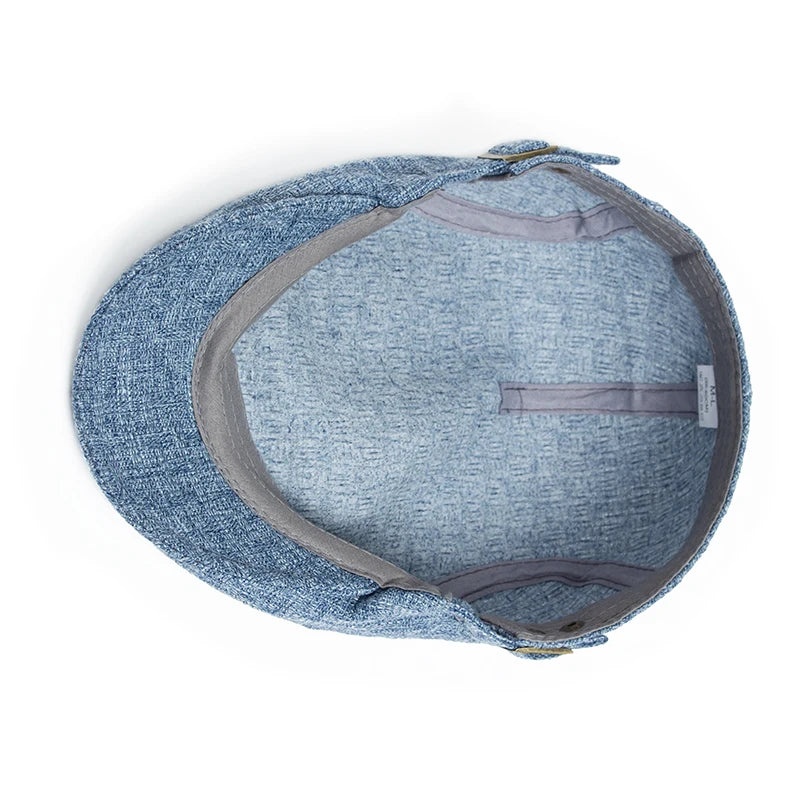 New Summer Thin Double Breasted Beret Fashion Men Vintage Visor Flat Cap