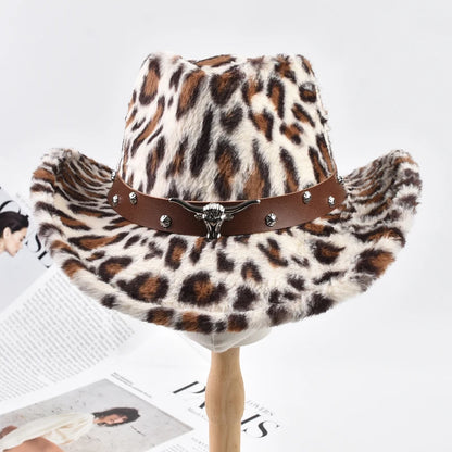 Winter Fluffy Faux Fur Fedora Hats For Women Men
