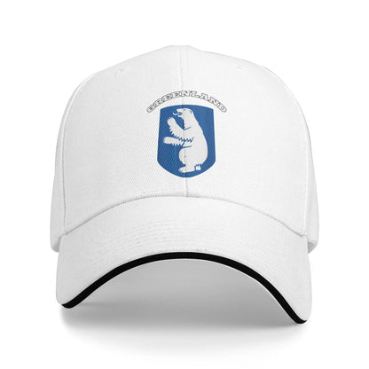 Greenland Coat Of Arms Kalaallit Nunaat Polar Bear Blue Sandwich Hats Baseball Caps
