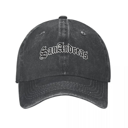 Classic San Andreas Logo Baseball Cap Unisex Style Distressed Denim Sun Cap Outdoor