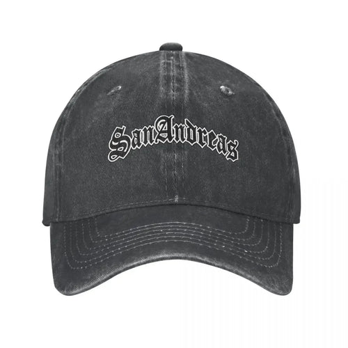 Classic San Andreas Logo Baseball Cap Unisex Style Distressed Denim Sun Cap Outdoor