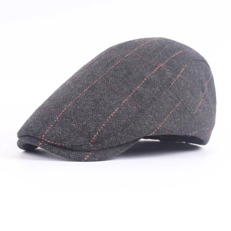 Herringbone Beret Men's Casual Peaked Cap British Women's