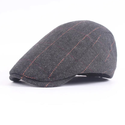 Herringbone Beret Men's Casual Peaked Cap British Women's