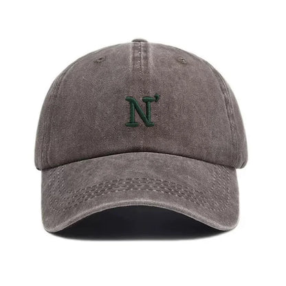Cotton Washed Vintage Snapback Embroidered Letter N Unisex Baseball Cap