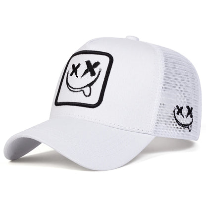 Unisex XX Smiling Face Embroidery Baseball Net Caps Spring And Summer Outdoor