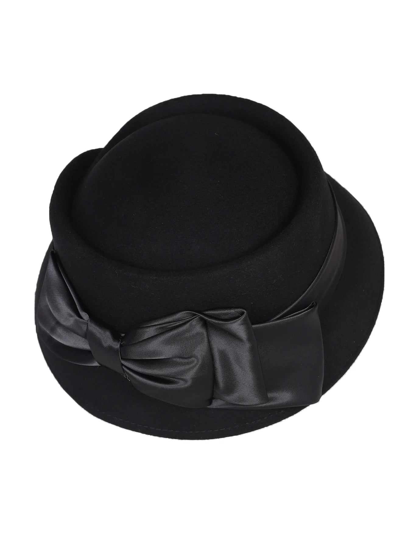 Elegant Wool Felt Fedoras Hat With Ribbon Bowknot Formal Church Wedding Cloche Hats