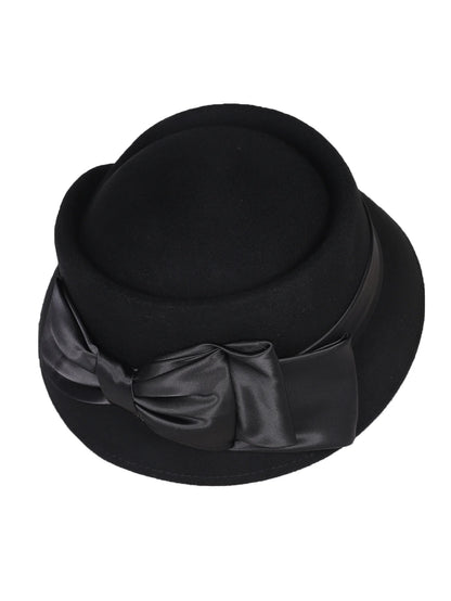 Elegant Wool Felt Fedoras Hat With Ribbon Bowknot Formal Church Wedding Cloche Hats
