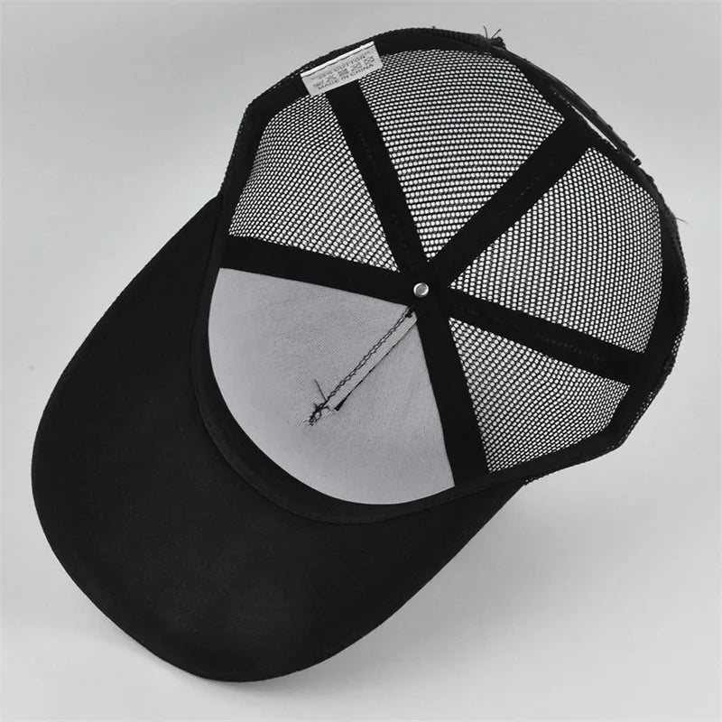 High Quality Fishing Embroidery Baseball Cap Outdoor Fishing Snapback Mesh Hat Sunshade Trucker Hat