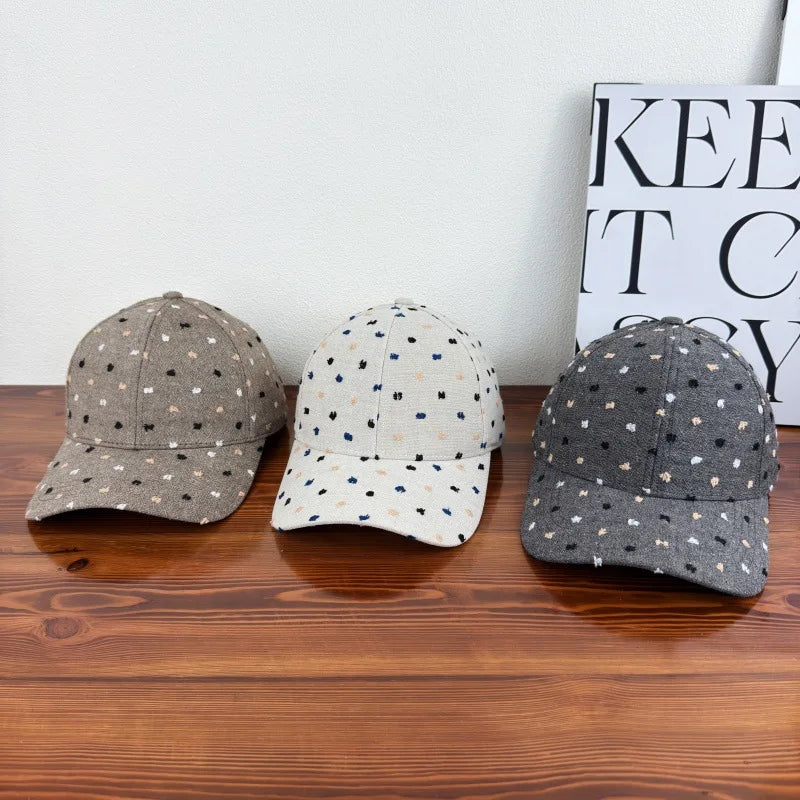 Retro Embroidered Colorful Dot Baseball Cap