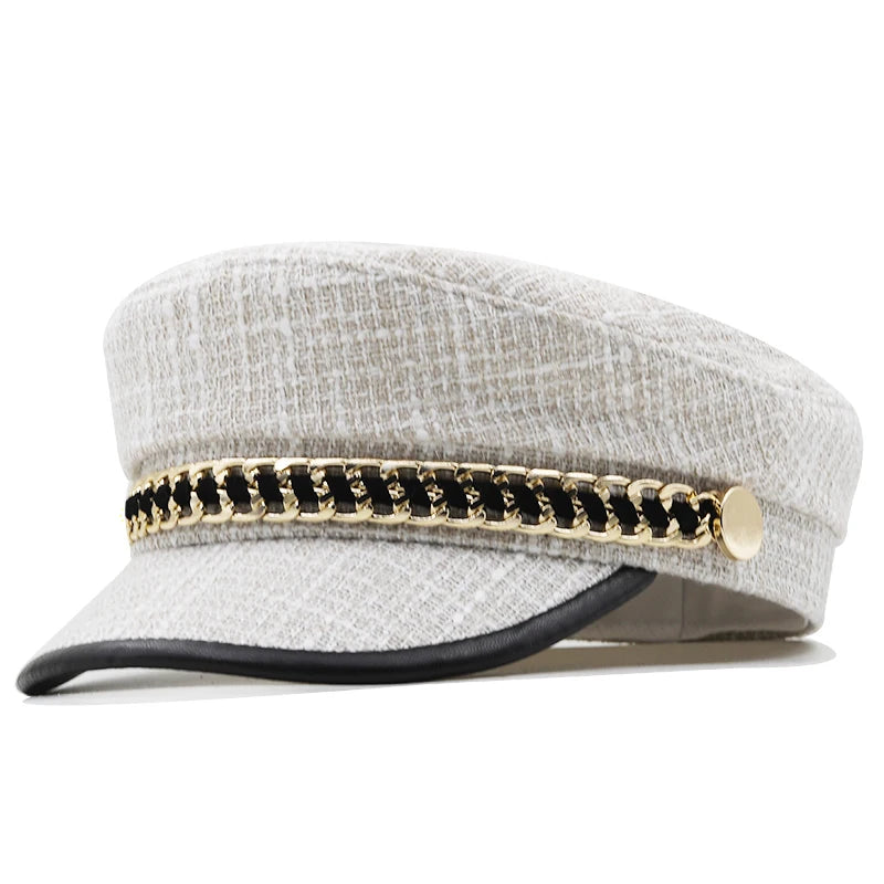 Trendy Navy Sun Hat Casual Military Caps Woman