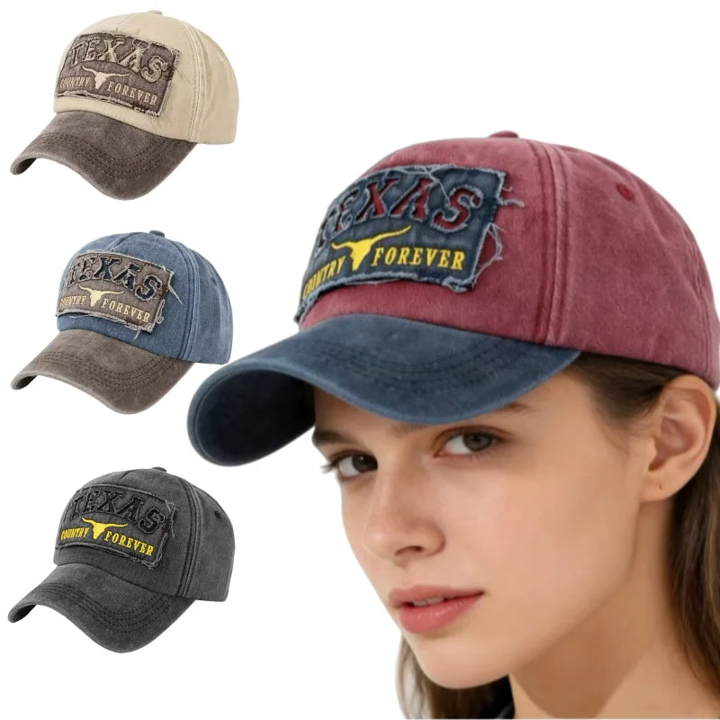 Texas Hollow 3D Patch Vintage Washed Baseball Hat