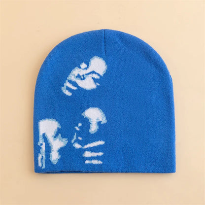 Fashion Printed Knitted Hat Women Men Couple Warm Y2K Beanies