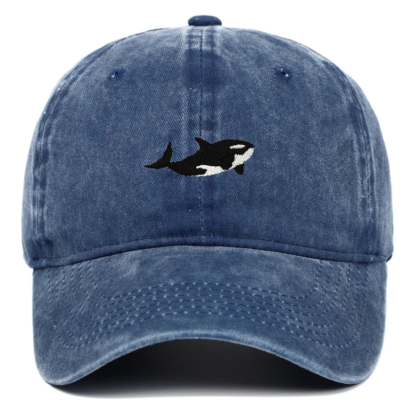 1pc Retro Washed Shark Embroidered Baseball Cap for Women Men