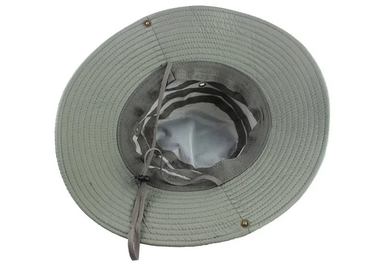 Summer Men Bucket Hat Outdoor UV Protection Wide Brim Panama Safari Hunting Hiking Hat