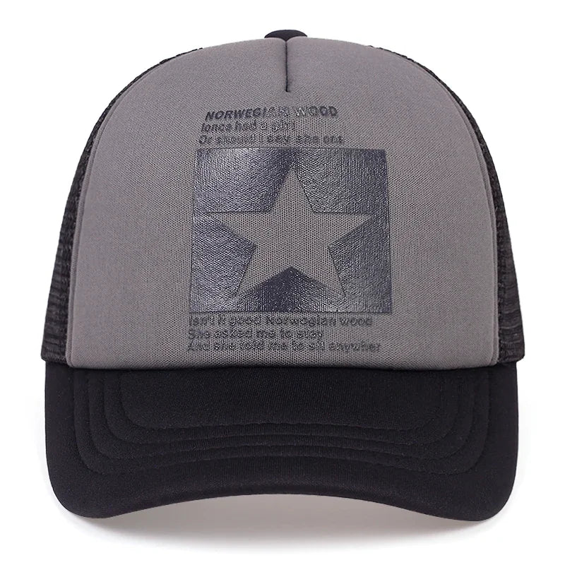 Unisfive-pointed Star Printed Baseball Cap Spring Summer Breathable Net Caps Men Women