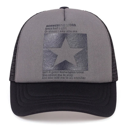 Unisfive-pointed Star Printed Baseball Cap Spring Summer Breathable Net Caps Men Women