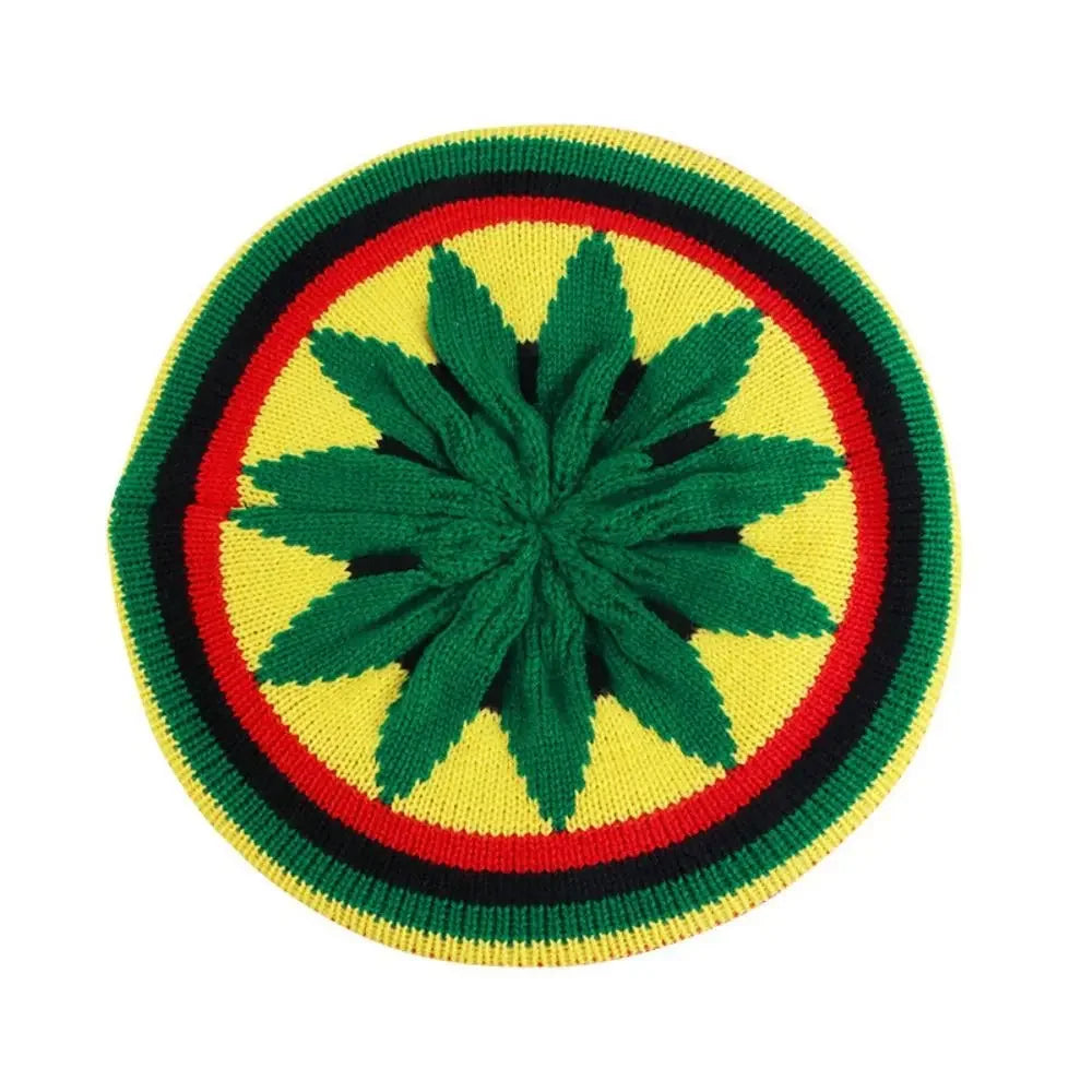 New Jamaican Reggae Loose Knitted Beanie Warm Wool Knitted Rainbow Hat