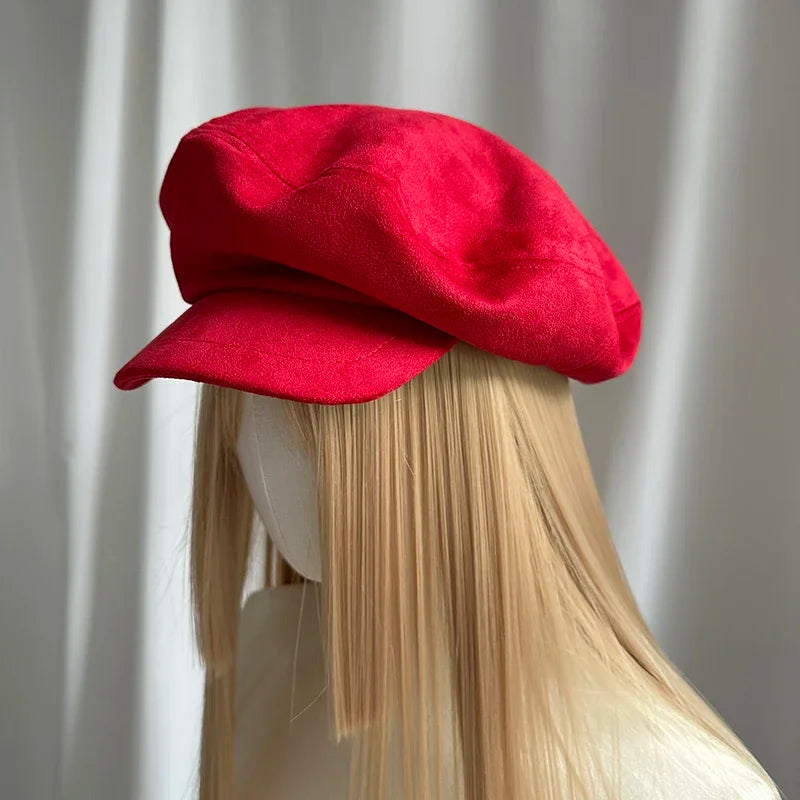Harajuku Suede Red Navy Style Cloud Caps