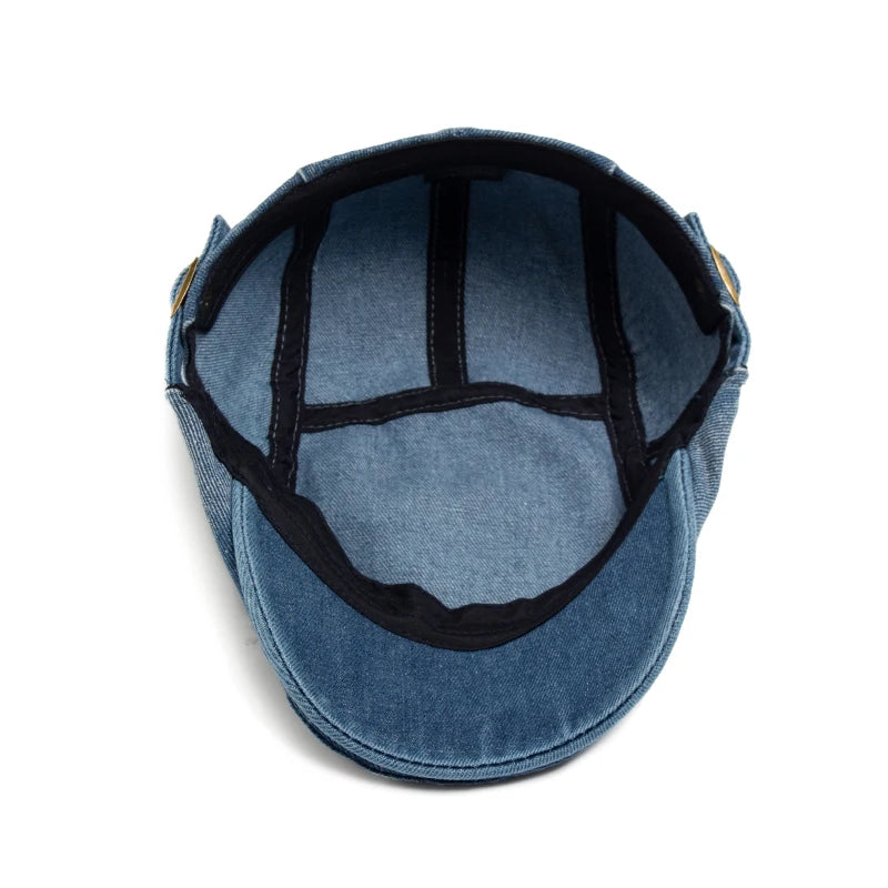 New Denim Cotton Beret Men Vintage Newsboy Cap Spring Autumn Casual Women
