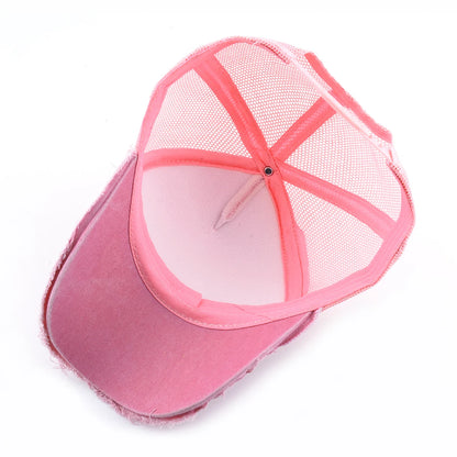 Washed Denim Pink Baseball Cap Women Spring And Summer
