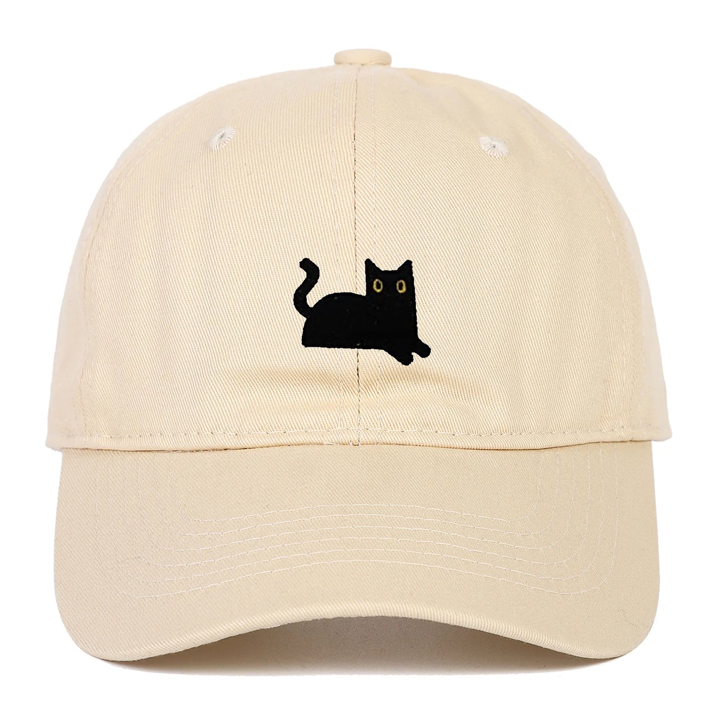 Cute Cat Embroidery Soft Top Baseball Cap Men and Women Summer