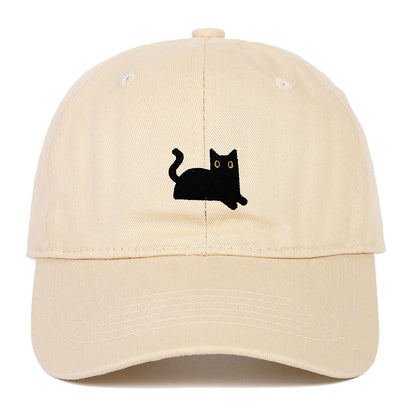 Cute Cat Embroidery Soft Top Baseball Cap Men and Women Summer