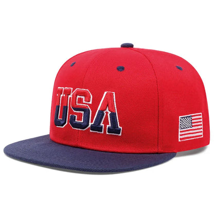 Fashion Personalized New Flat Brimmed Hat USA Embroidered Street Daily Baseball Hat Unisex