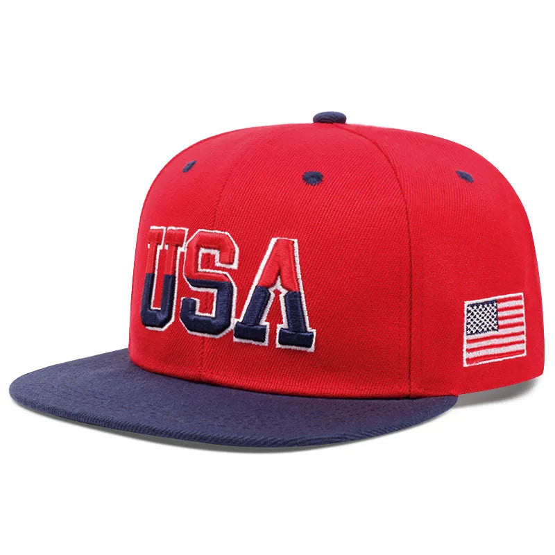 Fashion Personalized New Flat Brimmed Hat USA Embroidered Street Daily Baseball Hat Unisex
