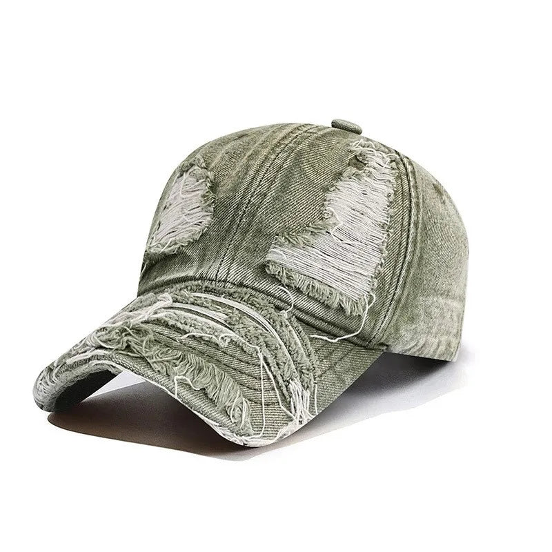 Distressed Denim Baseball Cap Ripped Vintage Dad Hat Unisex Adjustable