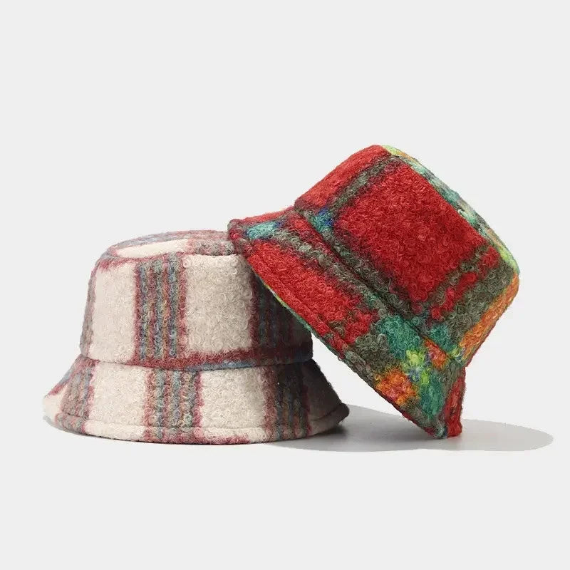 Winter Polyester Print Warm Bucket Hat Fisherman Hat