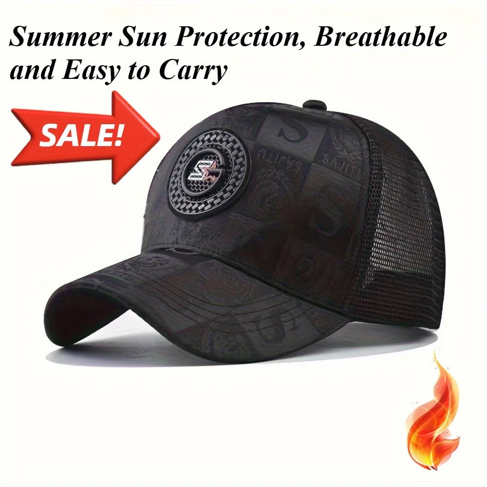 1pc Men's Fashionable Baseball Cap - Breathable Mesh, Black/Red, Outdoor Travel
