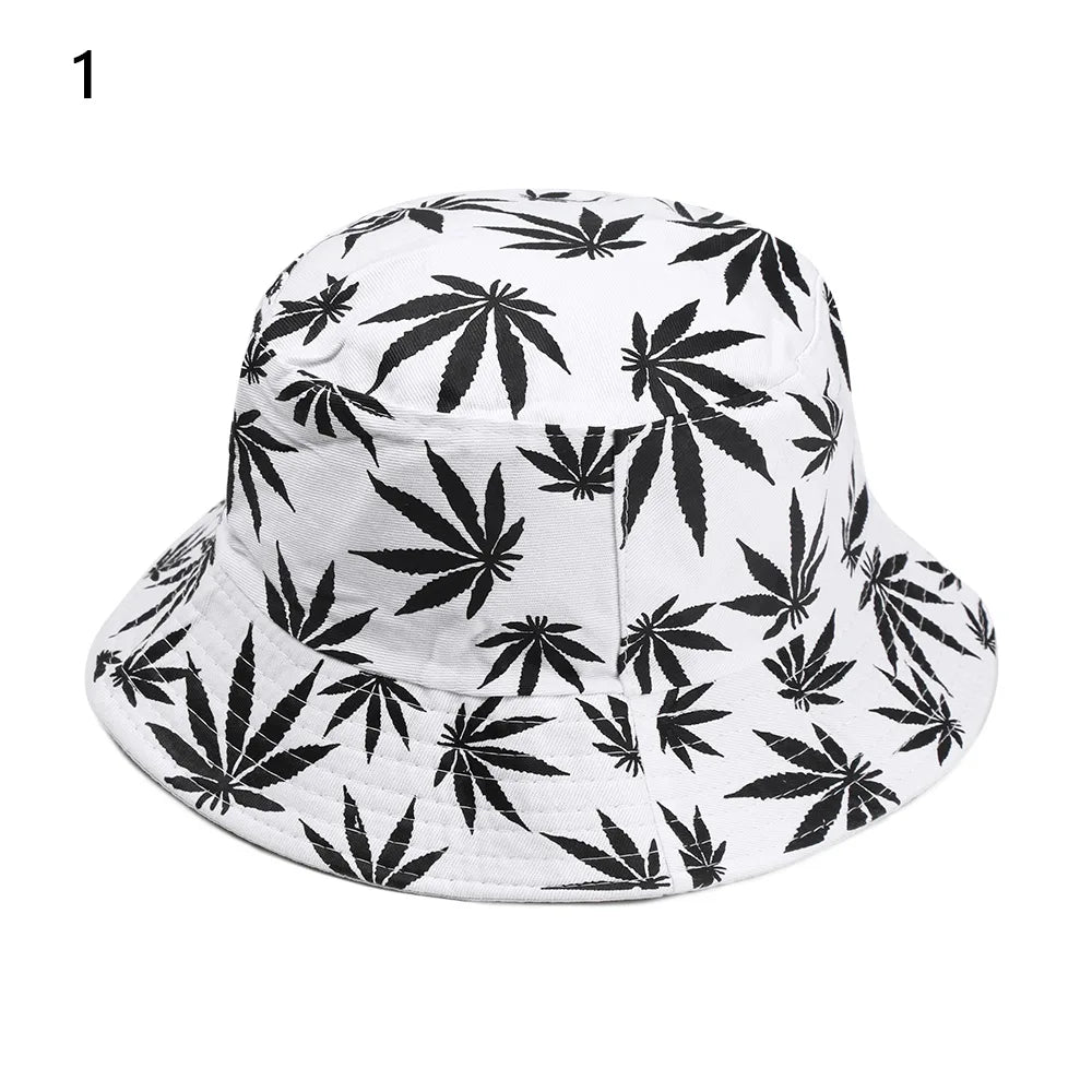 Panama Bucket Hat Candy Color/Hip Hop Maple Leaf Cotton